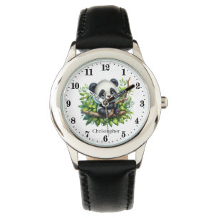 Cool boys panda beer liefhebbers voeg naam toe horloge