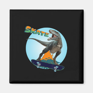 Cool Boys Skateboarding T Rex Dinosaur Skateboard Magneet