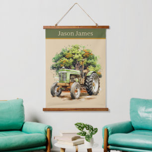 Cool boys Tractor liefhebbers voeg naam toe Hangend Wandkleed