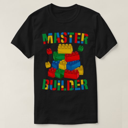 Cool Brick Master Builder Funny Building Blocks Ki T-shirt (Design voorkant)