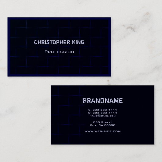 Cool Bricks Pattern Dark Blue Black Professional Visitekaartje (Voorkant / Achterkant)