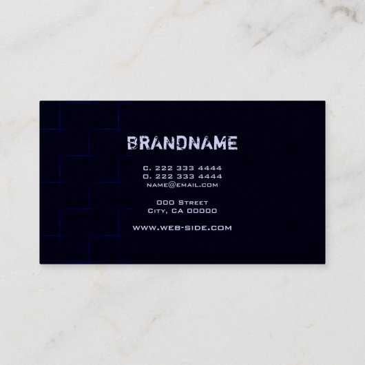 Cool Bricks Pattern Dark Blue Black Professional Visitekaartje (Achterkant)