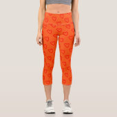 Cool Bright Orange Red Hearts Motifs Leggings (Recto)