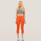 Cool Bright Orange Red Hearts Motifs Leggings (Recto)