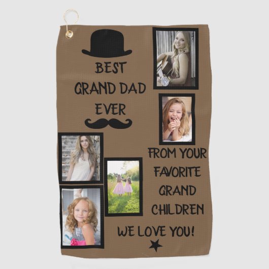 Cool Brown Beste Grand Dad Ooit Zwart Scripts Foto Golfhanddoek (Voorkant)