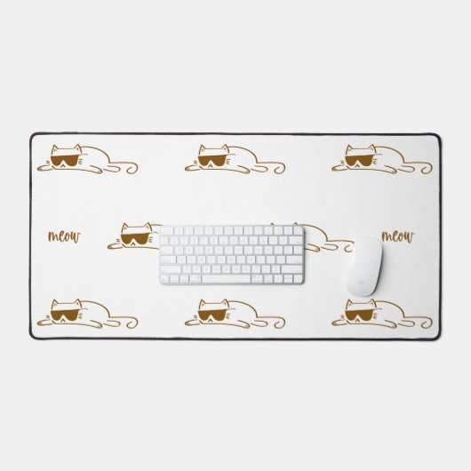 Cool Brown Cat with Sunglasses Pattern Bureaumat (Keyboard & Muis)