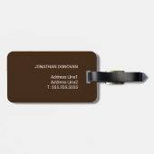 Cool Brown Faux Metal Stripe Monogram Bagagelabel (Achterkant horizontaal)