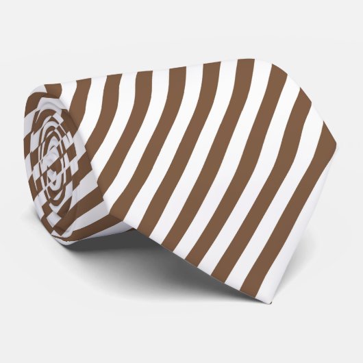 Cool brown white stripe pattern stropdas (Opgerold)