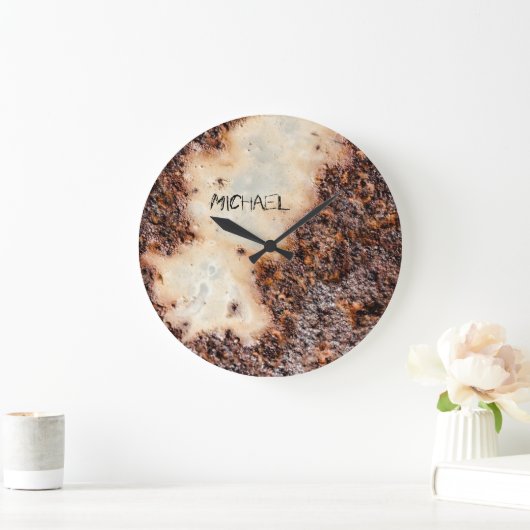 Cool bruin roestig metaal textuur Custom naam Grote Klok (Huis)