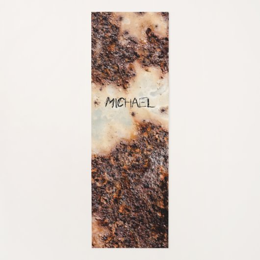 Cool bruin roestig metaal textuur Custom naam Yogamat (Voorkant)