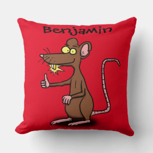 Cool brun dessin animé coussin de rat