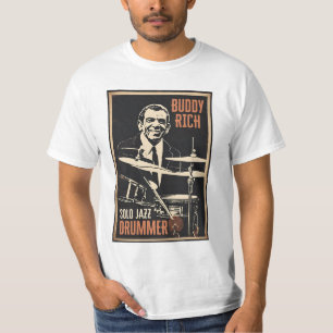 Cool Buddy Rich Drummer Speel Drums in Solo T-shirt