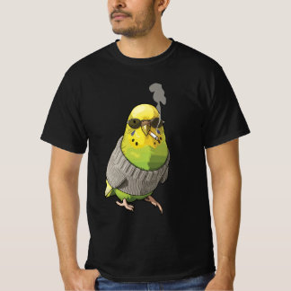 Cool Budgie in Grey Sweater and Sunglasses Illustr T-shirt