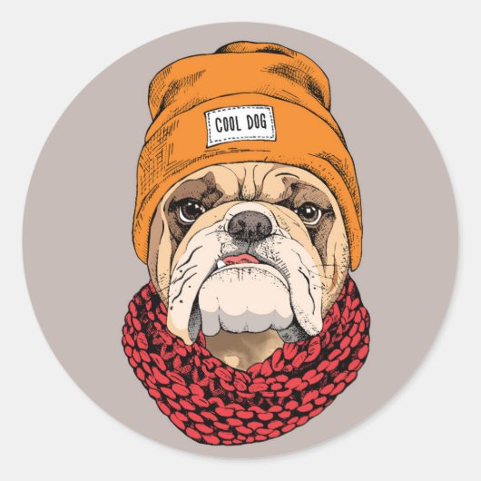 Cool Bulldog Ronde Sticker (Voorkant)