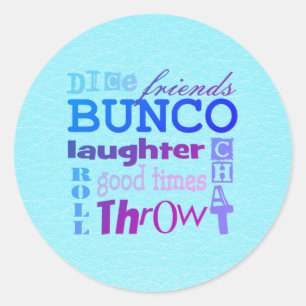 Cool Bunco Theme Dice Party Typography Ronde Sticker