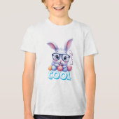 Cool Bunny Easter Personalized Name Kids Tri-Blend Shirt (Voorkant)