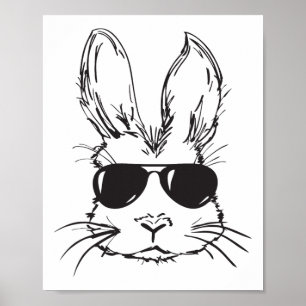 Cool Bunny Face Happy Easter Egg Hunting voor Jong Poster