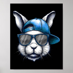 Cool Bunny Face Happy Easter Shirten voor Jongens  Poster