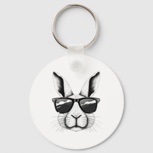 Cool Bunny Face Zonnebrillen Funny Paashaas Konijn Sleutelhanger