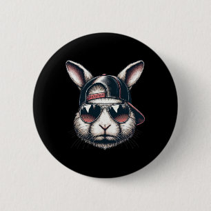 Cool Bunny Gezicht Met Zonnebrillen Happy Easter B Ronde Button 5,7 Cm