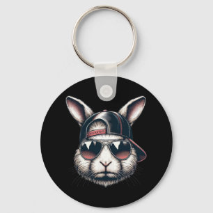 Cool Bunny Gezicht Met Zonnebrillen Happy Easter B Sleutelhanger