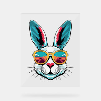 Cool Bunny Gezicht Zonnebril Voor Pasen Konijn Acryl Bord