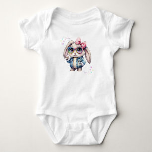 Cool Bunny met bril en boog pastel Romper