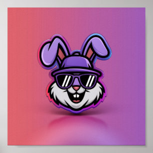 Cool Bunny Poster: stijlvolle en leuke muurkunst! Poster