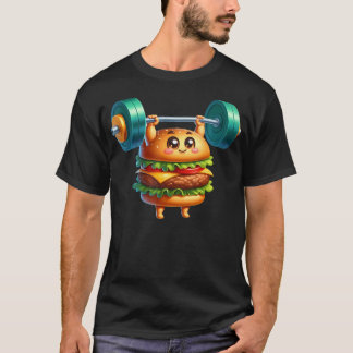Cool Burger Gewichtheffen Fitness Barbell Gym Werk T-shirt