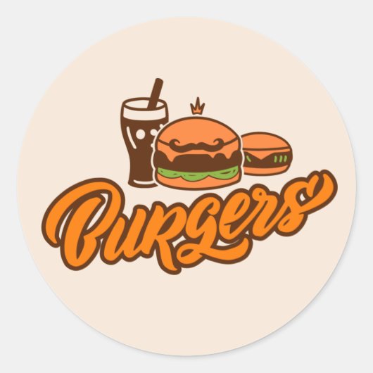 Cool Burger Verkopers Word Art Ronde Sticker (Voorkant)