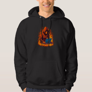 Cool burning IT Hacker with Flames and Fire for La Hoodie