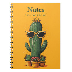 Cool Cactus met zonnebril en bloemen Notitieboek