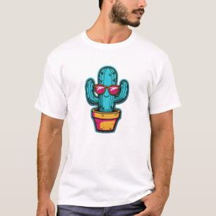 Cool Cactus Patch – Retro zonnebril geborduurd T-shirt