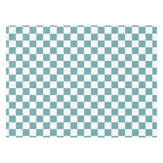 Cool Cadet Blauw Wit Retro Chic Geruit Patroon Tafelkleed (Voorkant (Horizontaal))