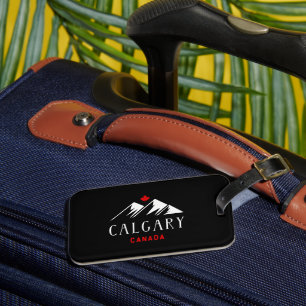 Cool Calgary Canada Mountains esdoorn blad donker Bagagelabel