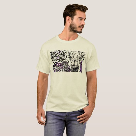 Cool Camel Beach Vibes T-shirt – Desert Dreams Art (Voorkant volledig)