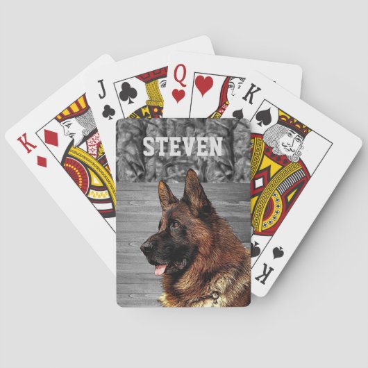 Cool Camo German Shepherd Dog Animal Rugged Name Pokerkaarten (Achterkant)