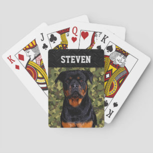 Cool Camo Rottweiler Dog Animal Rugged Name Pokerkaarten