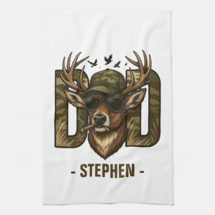 Cool Camouflage Dad – Herten met zonnebril Theedoek