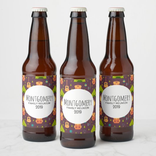 Cool Camping Design Outdoorsy Patroon Bier Etiket (Flessen)