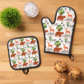 Cool Camping liefhebbers betegeld dier patroon Ovenwant & Pannenlap Set (Top down)