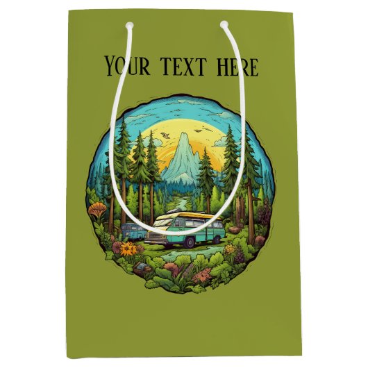 Cool camping liefhebbers voeg tekst toe medium cadeauzakje (Voorkant)