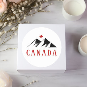 Cool Canada Mountains Canadees esdoornblad Ronde Sticker