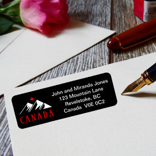 Cool Canada Mountains Canadese esdoornblad donker Etiket