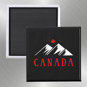Cool Canada Mountains Canadese esdoornblad donker Magneet