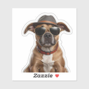 Cool Canine: Hond met Pet en zonnebril Sticker