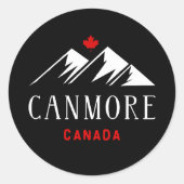 Cool Canmore Canada Bergen Maple Leaf Dark Ronde Sticker (Voorkant)