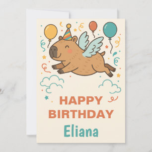 Cool Capybara voor jongens en meisjes Happy Birthd Kaart