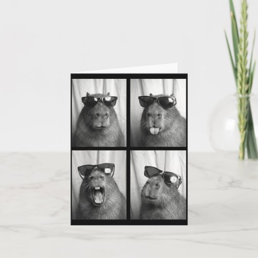 Cool Capybara With Sungles Photobooth Funny Rodent Kaart (Voorkant)