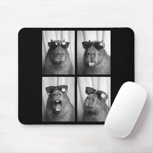 Cool Capybara With Sungles Photobooth Funny Rodent Muismat (Met muis)
